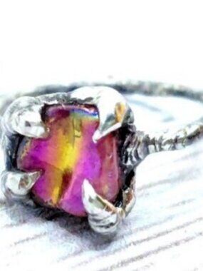 Rhodonite aura quartz crystal ring size 9